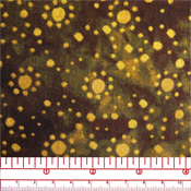 Brown/Gold Dot Burst 108'' W 100% Cotton Backing  metre pieces