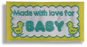 SALE WAS 2.95 Made With Love For Baby - Iron on Quilt Labels pack of 4 approximately 2'' x 1''