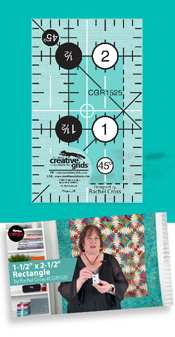 NEW Creative Grids Non-Slip Ruler 1-1/2'' Inch x 2-1/2'' Inch Ruler