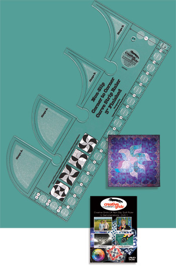 Non-Slip Corner to Corner Curved Strip Ruler by Rachel Cross and Lynne Edwards MBE