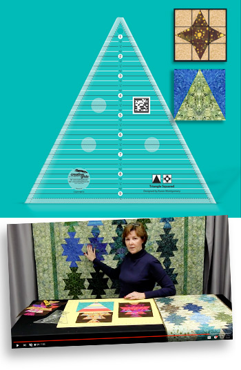 Creative Grids Non-Slip Triangle Squared Ruler 9-1/2in Quilt Ruler 