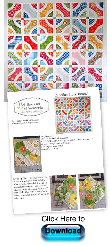 Free Cup cakes Pattern that accompanies Quick Corner Curve Ruler (Ref: R0157)