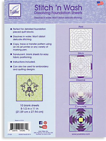 Stitch N Wash - 10sheets 8 - 1/2'' x 11''