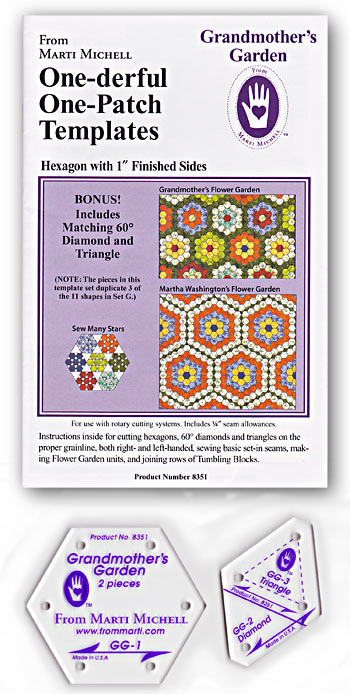 One-derful One-Patch Template Hexagon 1'' Finished Size By Marti Mitchell