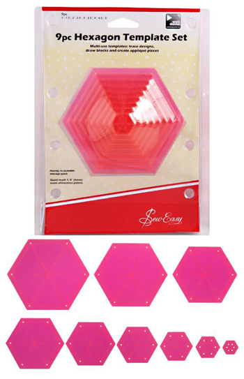 Hexagonal Template Set By Sew Easy: 9 Piece (Pink)